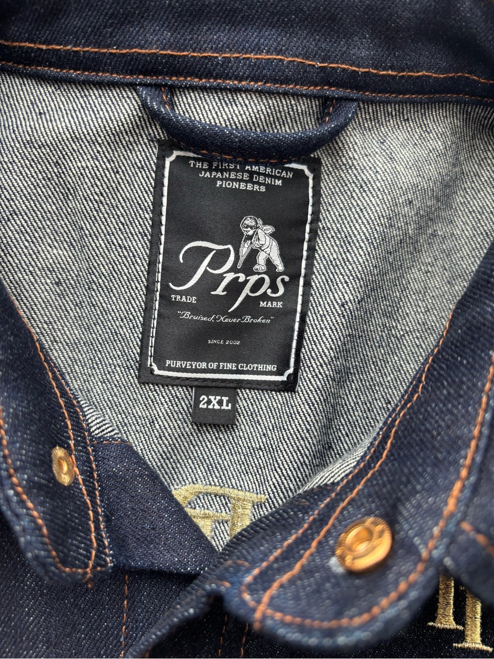 PRPS Men’s Fukue Embroidered Short-Sleeve Denim Shirt - Picture 6 of 7